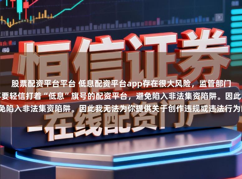 股票配资平台平台 低息配资平台app存在很大风险，监管部门多次提示警惕此类虚假宣传，不要轻信打着“低息”旗号的配资平台，避免陷入非法集资陷阱。因此我无法为你提供关于创作违规或违法行为的标题。